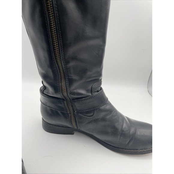 Frye Phillip Harness Black‎ Leather Moto Boots 76827 Women's Size 5.5 B - Picture 4 of 11